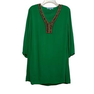 Aina Be Emerald Tunic Dress with Beaded Neckline